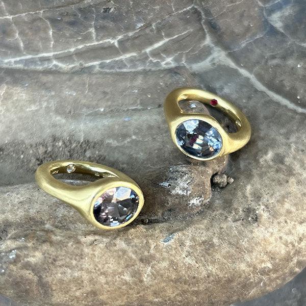 side by side custom spinel rings