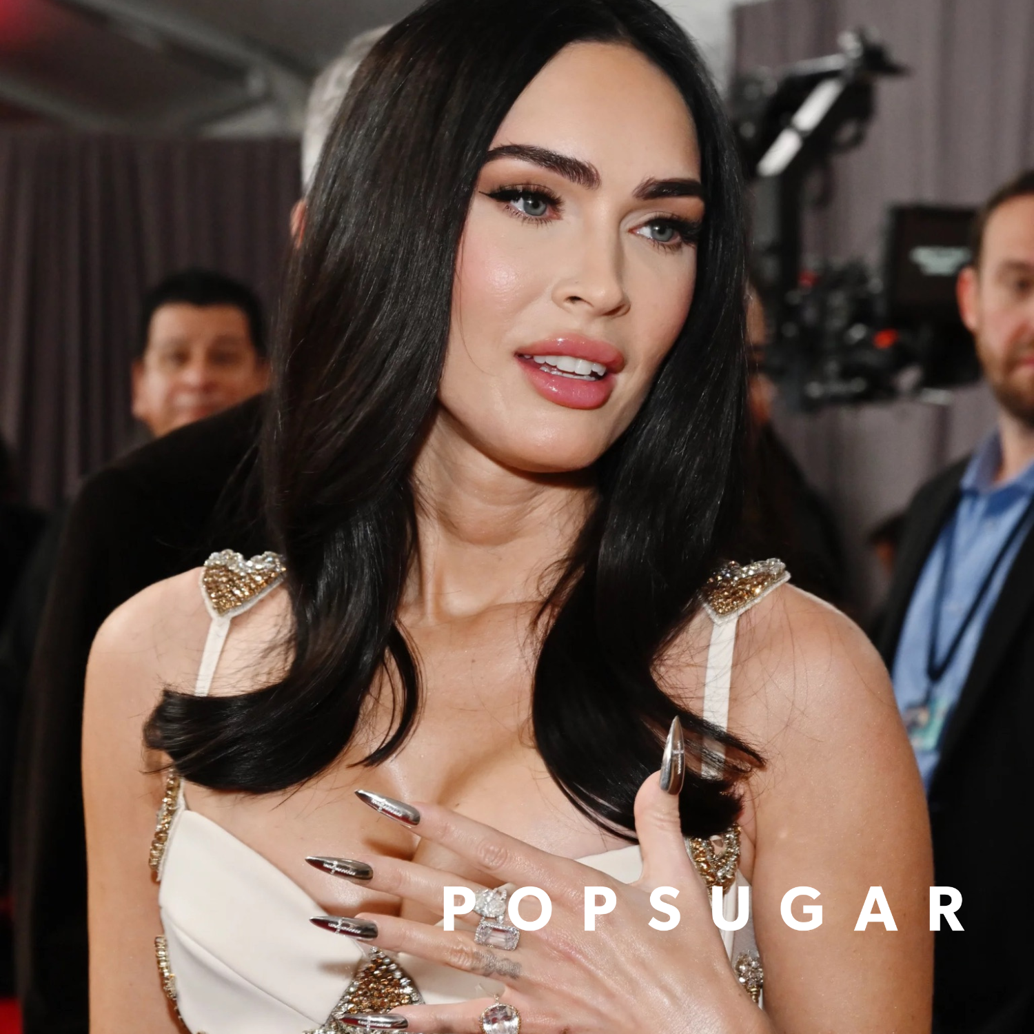 Megan Fox's 14K White Gold and Diamond Grammys Nails Are as Fancy as It Gets