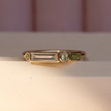 0.15ct Diamond and Peridot Linear Ring flat lay