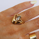 0.31ct Diamond Moval Abstract Bezel Ring on hand