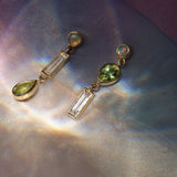 0.35tcw Diamond, 0.94tcw Peridot and Opal Earrings [flat lay]