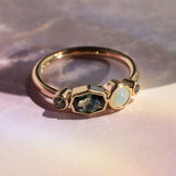 0.52ct Australian Sapphire and Opal Linear Band [flat lay]