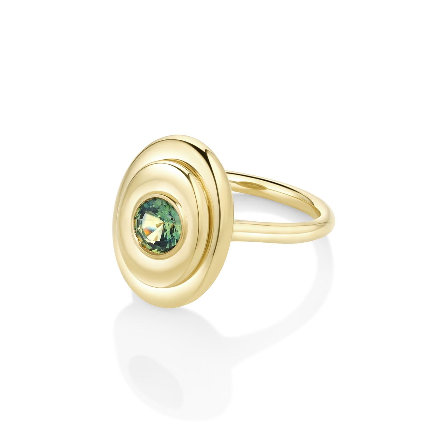 0.81ct Green Sapphire In-Orbit Ring Side View