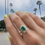 Image of the 1.04ct Emerald Turquoise and Diamond Ballerina ring