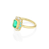 1.04ct Emerald, Turquoise and Diamond Petals Ring Side