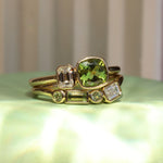 1.10ct Peridot and Diamond Toi et Moi with Tracer Band flat lay