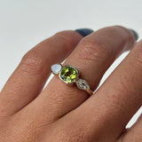 1.16ct Peridot, Diamond and Opal Linear Ring [on hand]