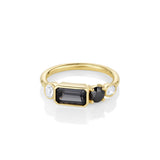 1.16ct Spinel, Rose Cut Diamond and Rose Cut Black Diamond Linear Band [front flat lay]