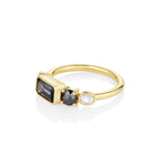 1.16ct Spinel, Rose Cut Diamond and Rose Cut Black Diamond Linear Band [side view]