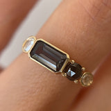 1.16ct Spinel, Rose Cut Diamond and Rose Cut Black Diamond Linear Band [on hand]