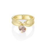 1.18ct Peach Sapphire Twist Ring [front view]