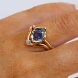 1.18ct Sapphire Abstract Bezel Ring on hand 