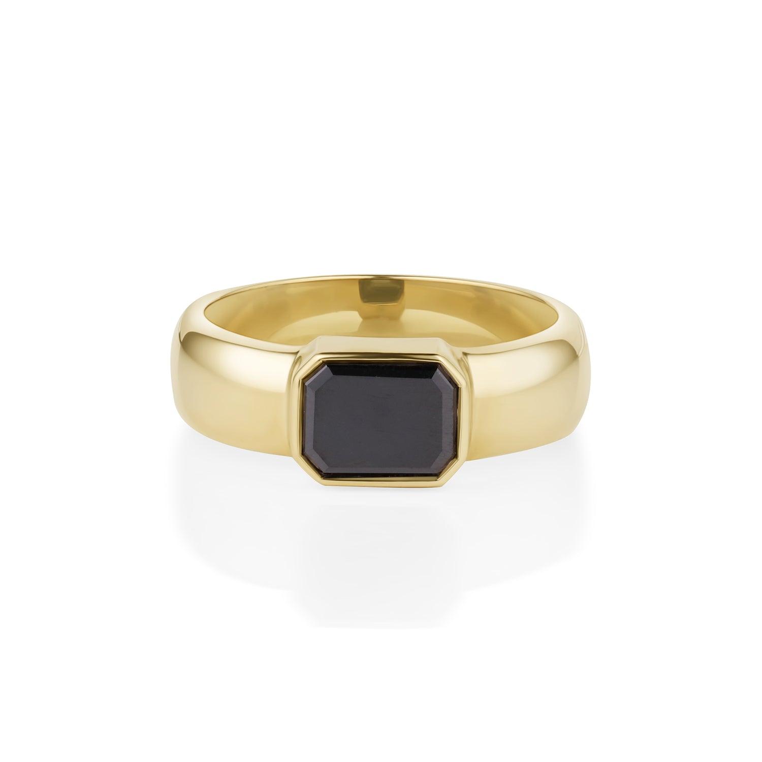 1.36ct Bezel Cigar Black Diamond Pinky Ring - Marrow Fine