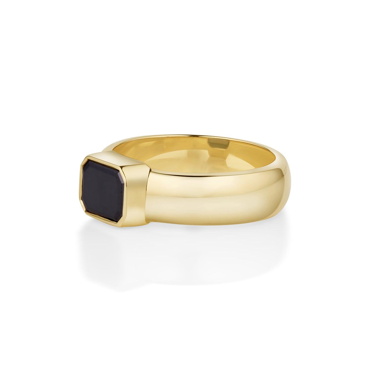 1.36ct Bezel Cigar Black Diamond Pinky Ring - Marrow Fine