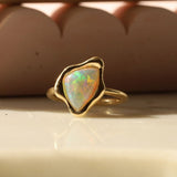 1.45ct Australian Opal Abstract Bezel Ring flat lay