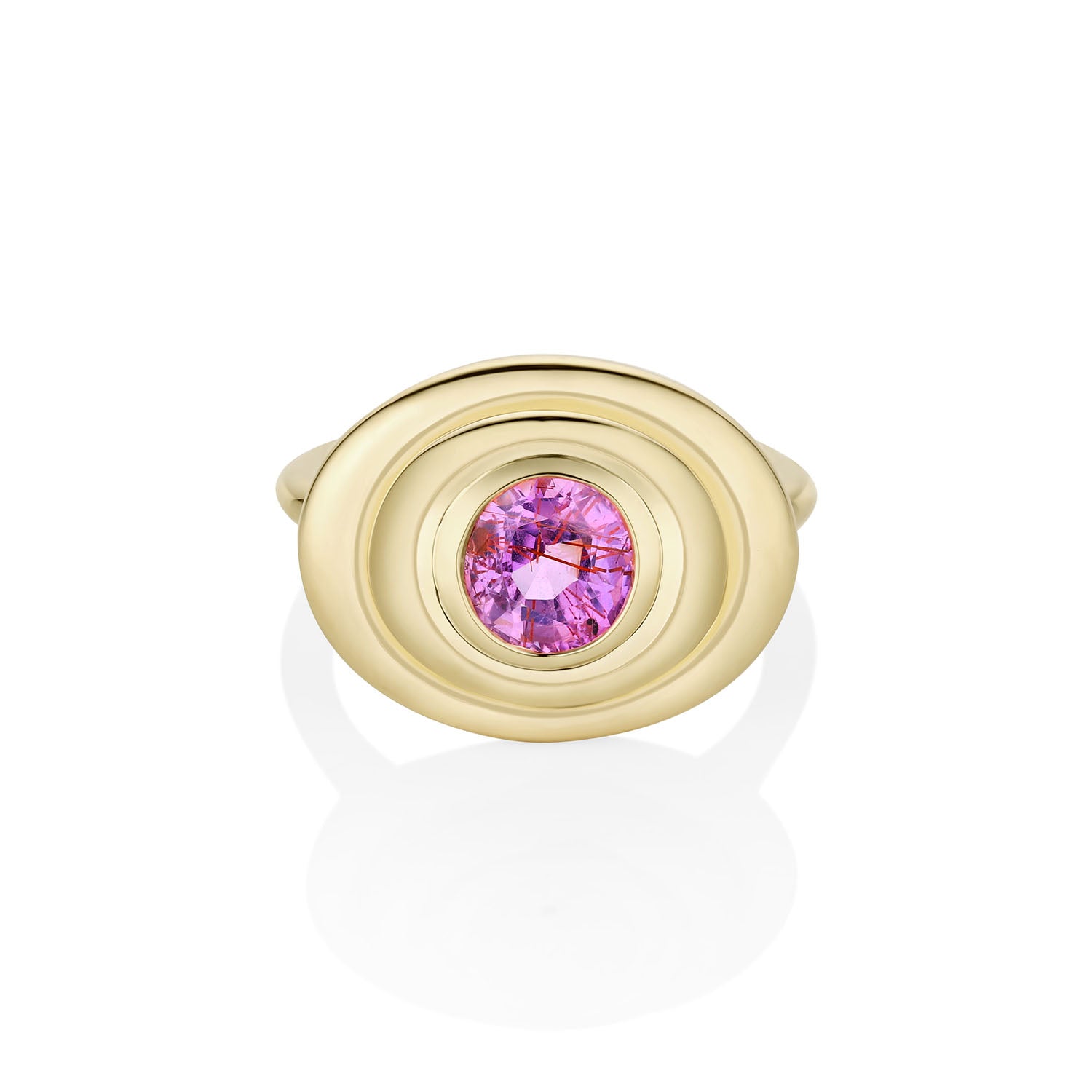 1.50ct Pink Sapphire In-Orbit Ring [Yellow Gold]