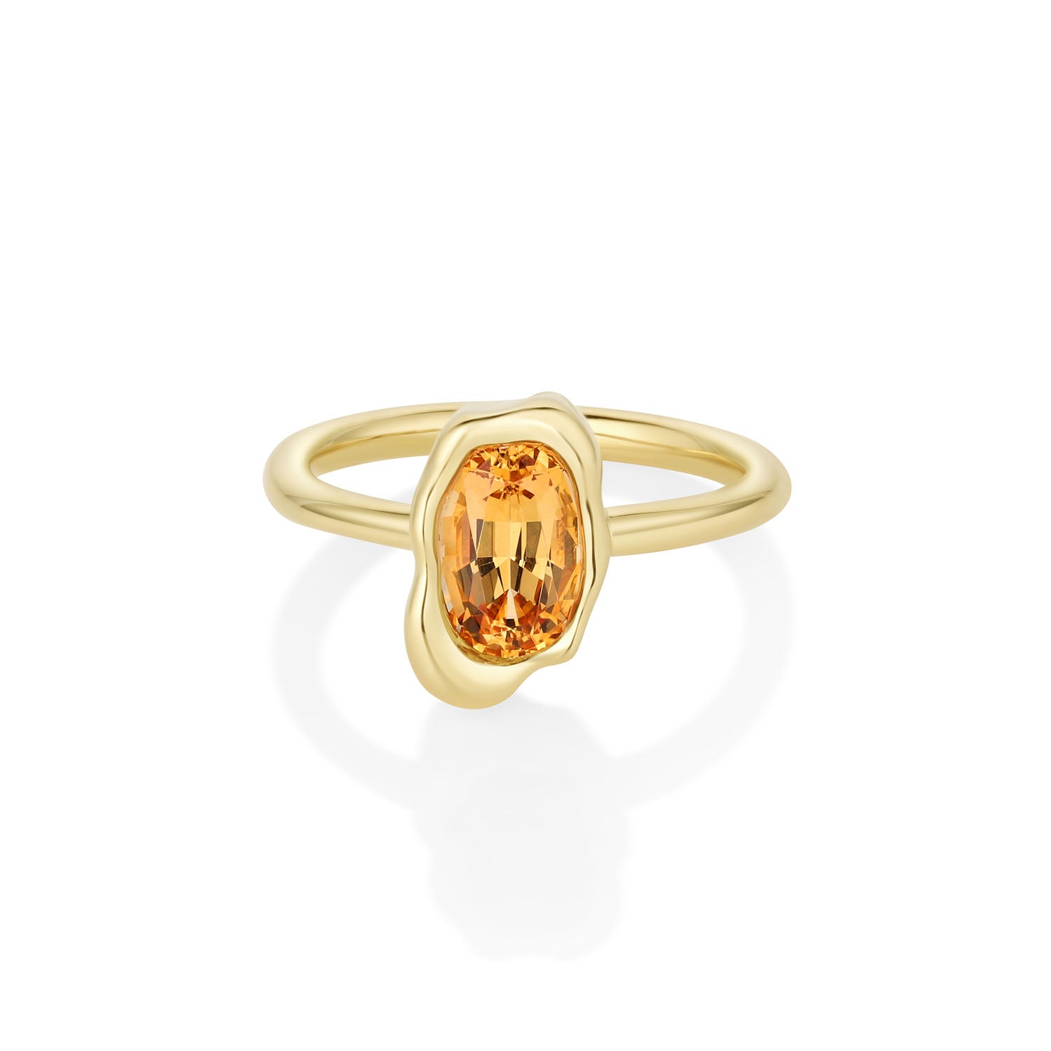 1.52ct Imperial Topaz Abstract Bezel Ring [14k YG flatlay]