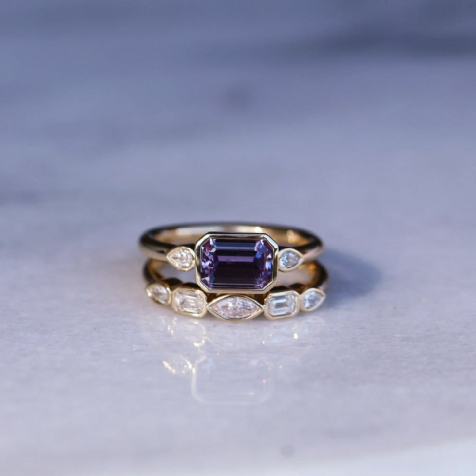 1.59ct Sapphire and Diamond Ring with Tracer Band flat lay