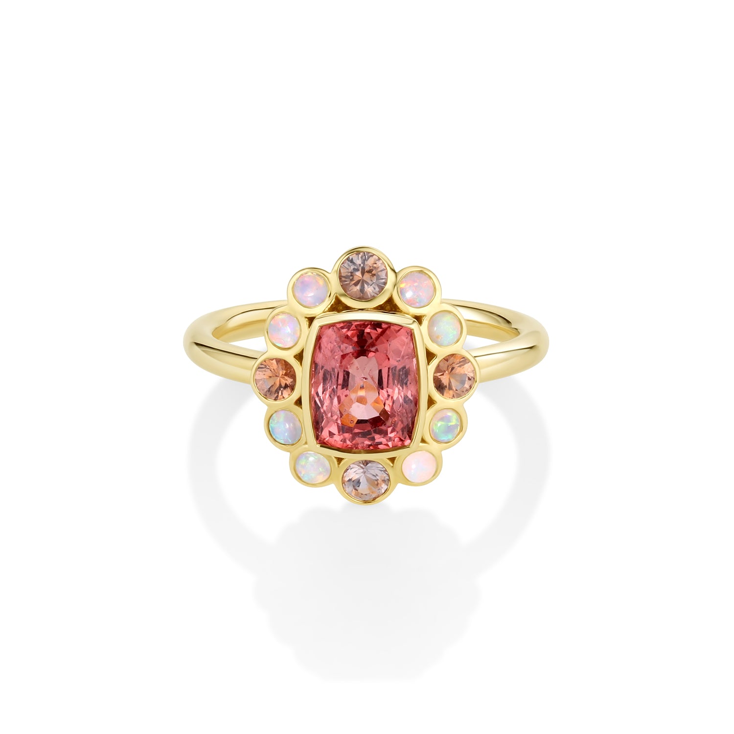 1.91ct Spinel, Opal and Montana Sapphire Petals Ring [Yellow Gold]