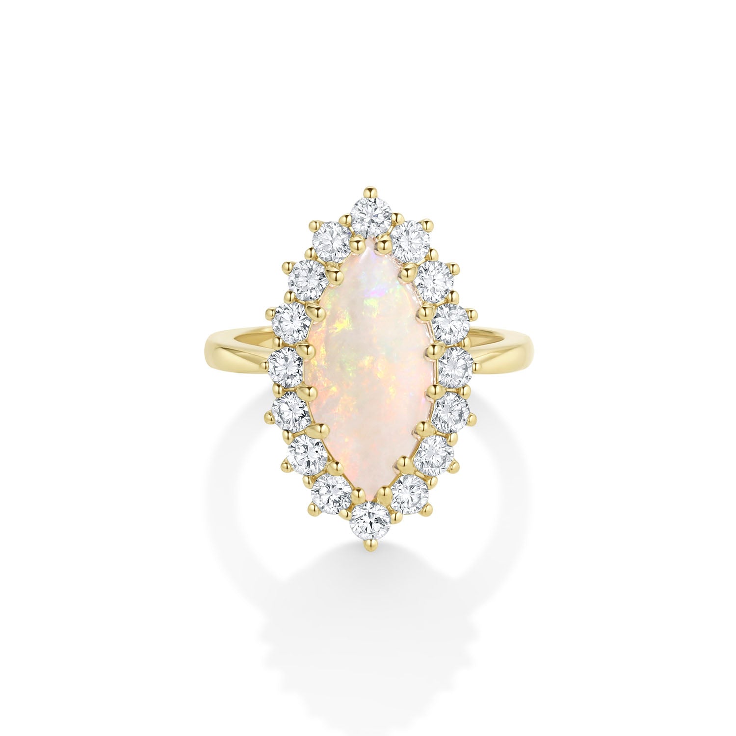 1.99ct Opal and Diamond Marquise Petal Ring [Yellow gold]