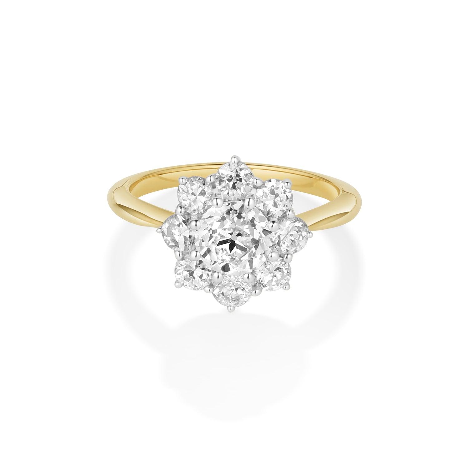 1ct Old Euro Two Tone Petal Ring - Marrow Fine