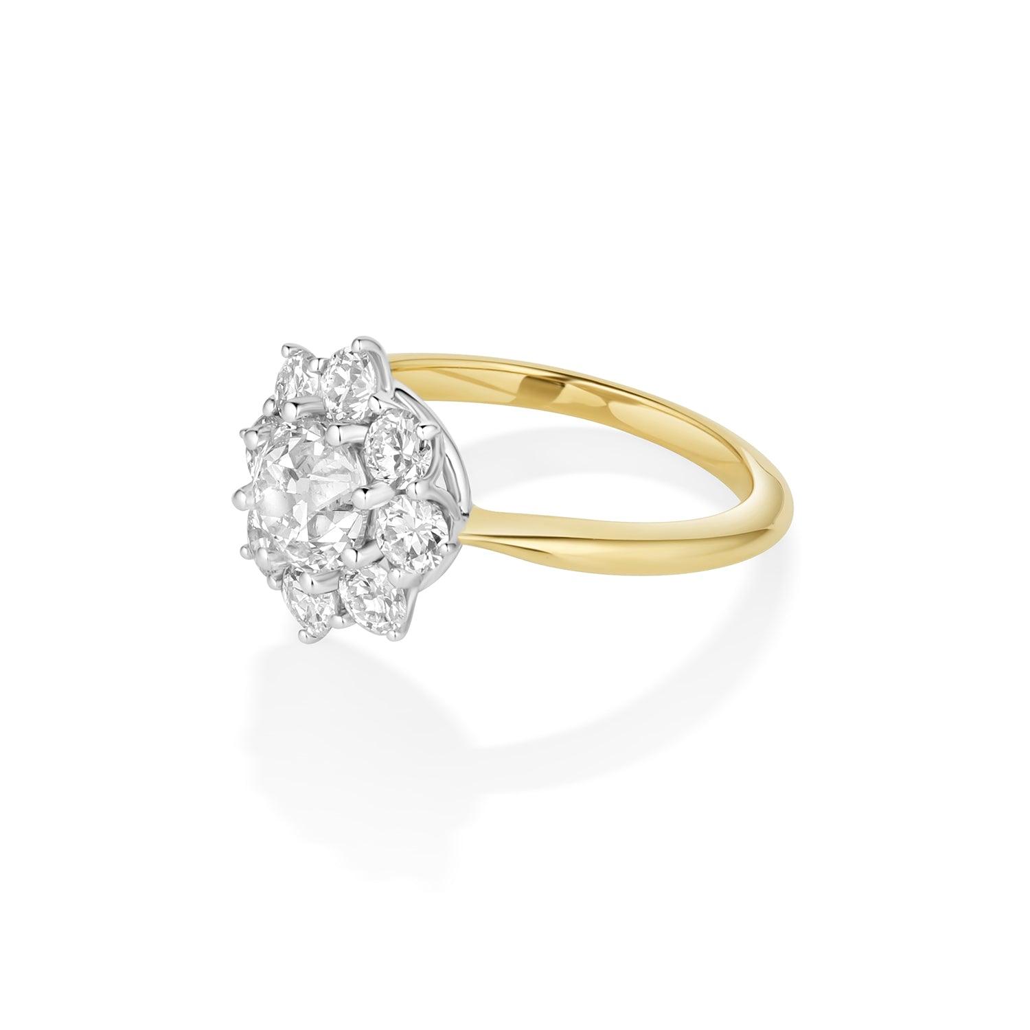 1ct Old Euro Two Tone Petal Ring - Marrow Fine