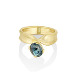 2.07ct Teal Oval Sapphire Twist Ring [front view]