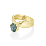 2.07ct Teal Oval Sapphire Twist Ring [side view]