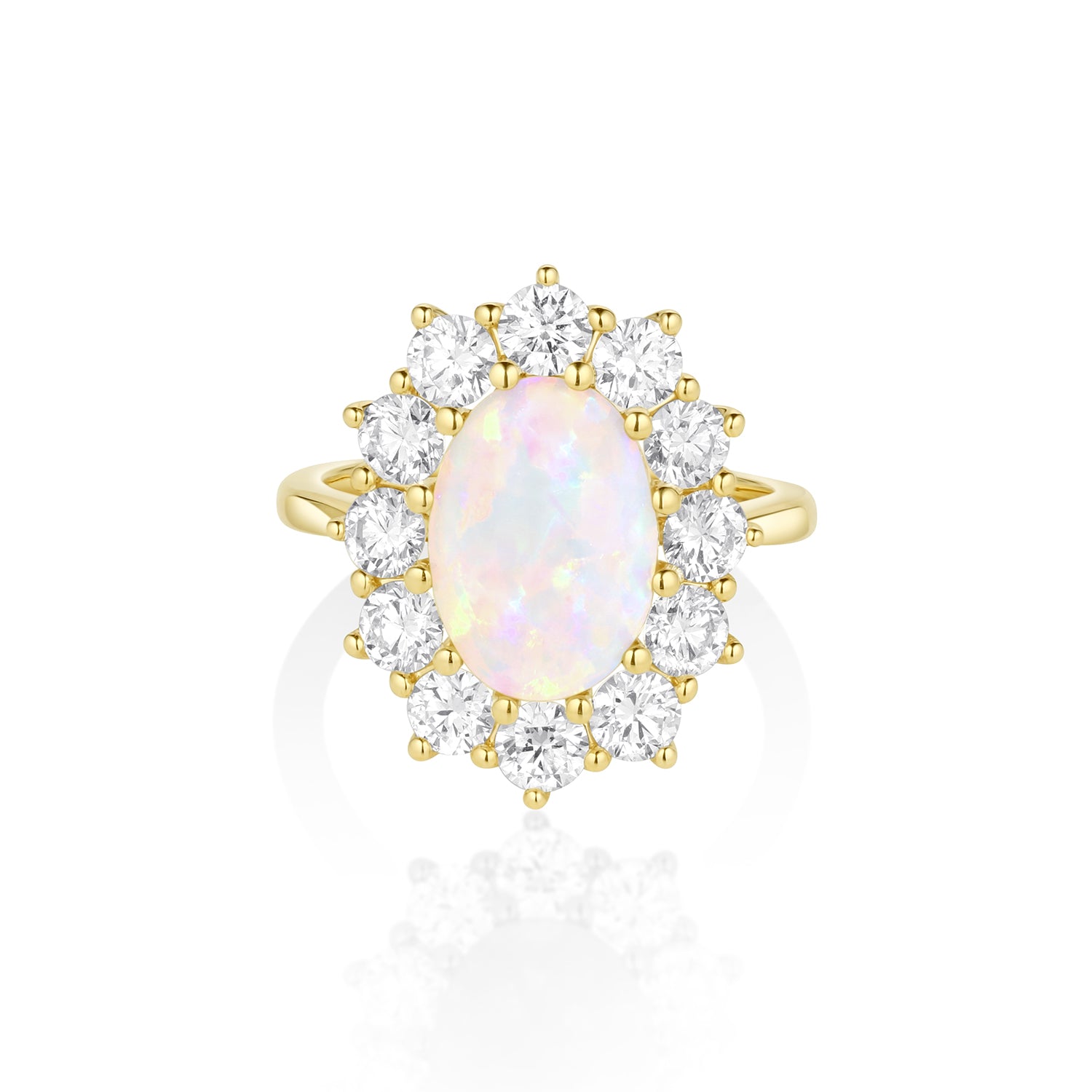 2.40ct Opal and Diamond Petal Ring [Yellow Gold]