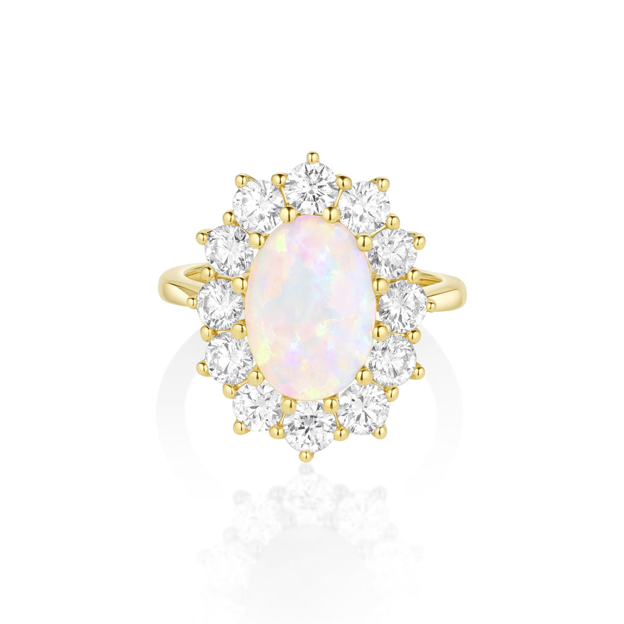 2.40ct Opal and Diamond Petal Ring [Yellow Gold]