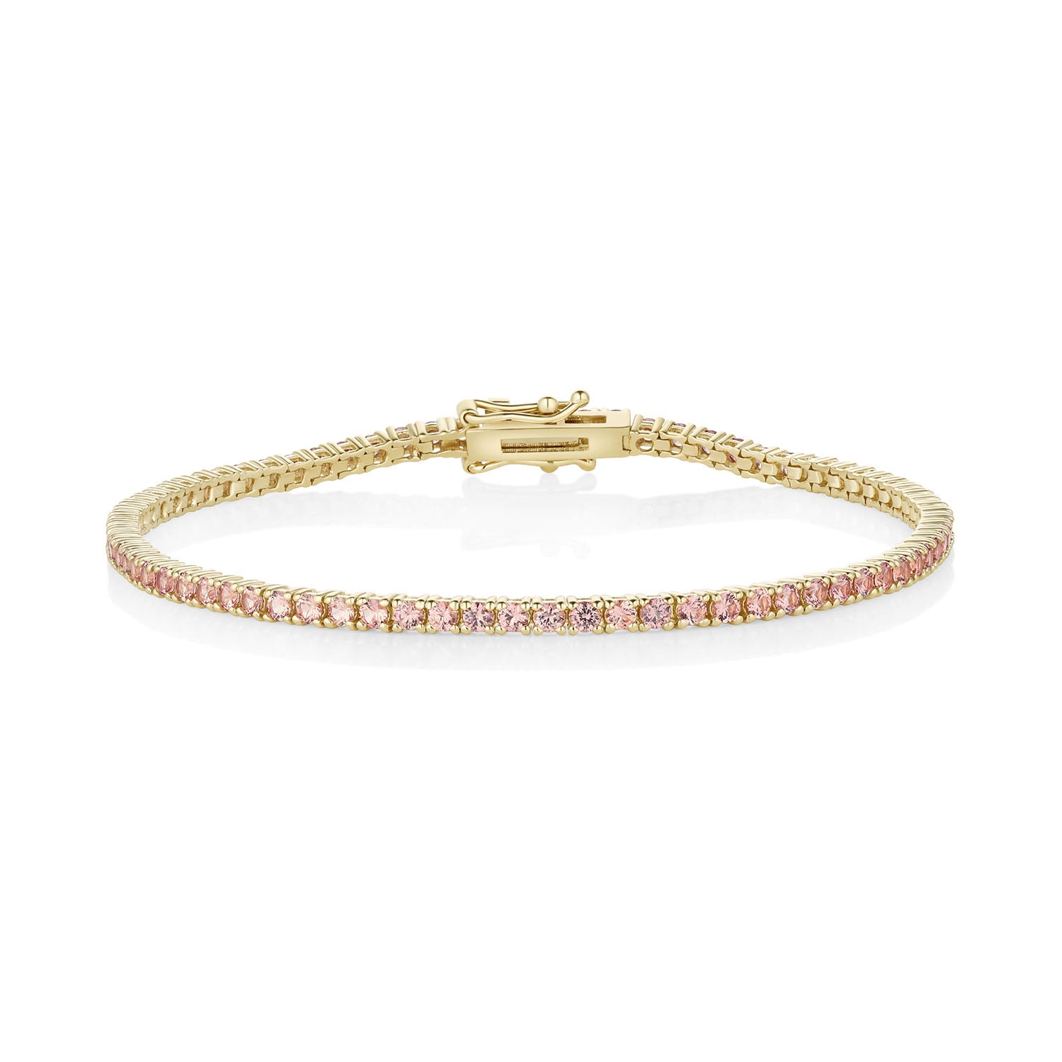 1.97tcw Orange Sapphire Tennis Bracelet [front flat lay]