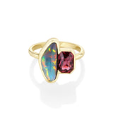 3.15ct Opal and 2.32ct Sapphire Ring