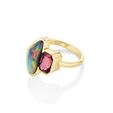 3.15ct Opal and 2.32ct Sapphire Ring