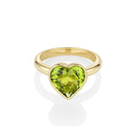 3.44ct Peridot Bezel Heart Ring [front flat lay]