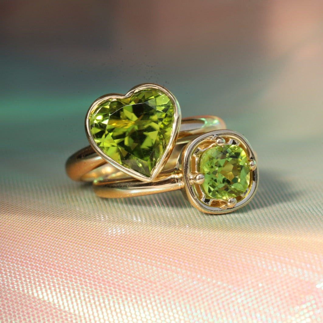 3.44ct Peridot Bezel Heart Ring