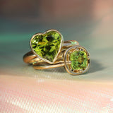 3.44ct Peridot Bezel Heart Ring