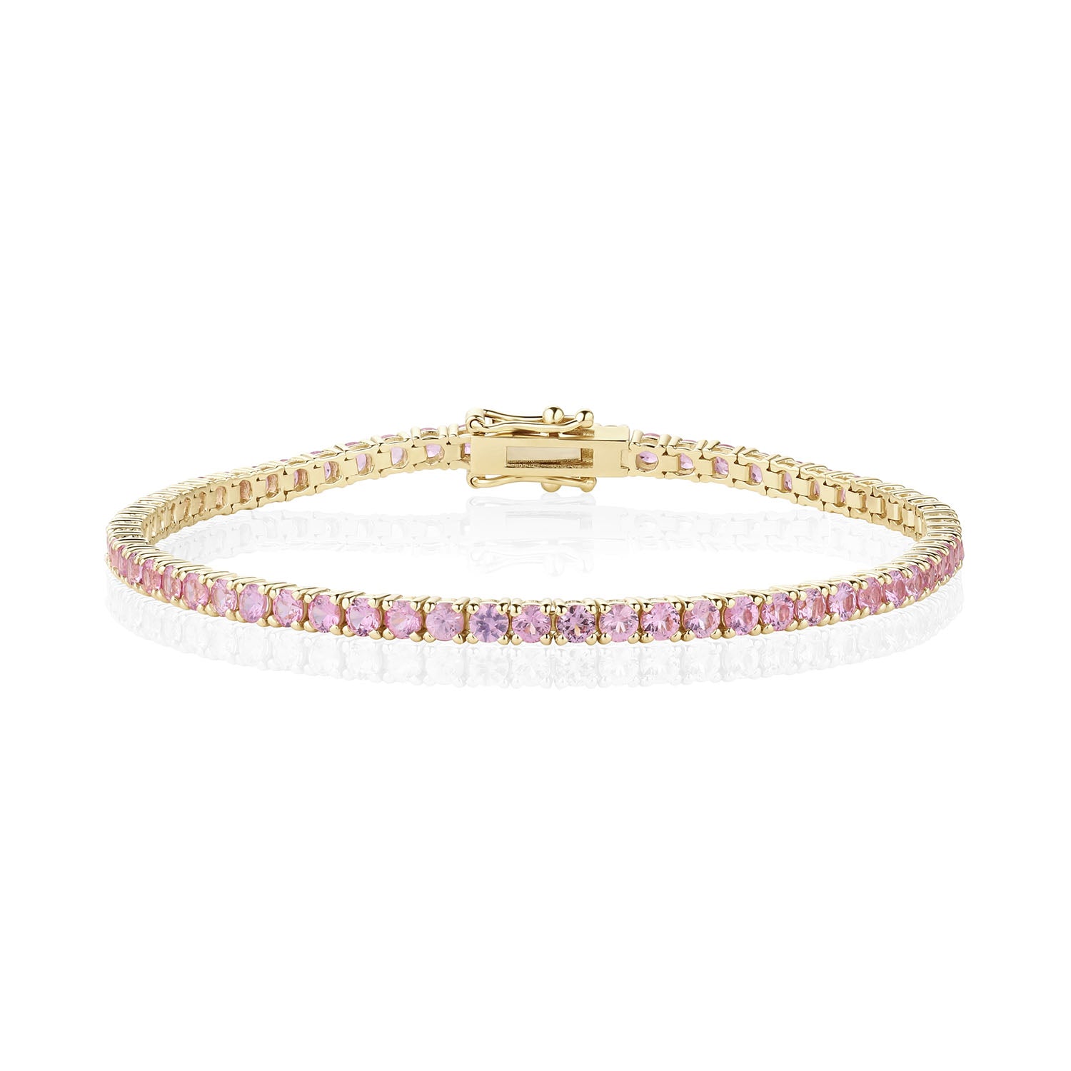 4.87tcw Light Pink Sapphire Tennis Bracelet [flatlay]