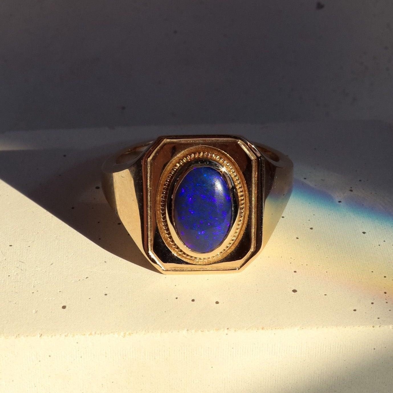 1.53ct Black Opal Signet Ring - Marrow Fine