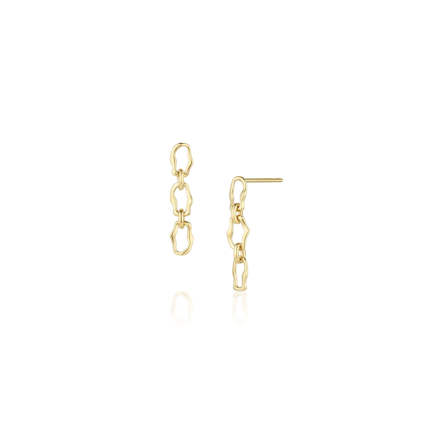 6mm Sculpted Link Gold Earrings [Yellow Gold]