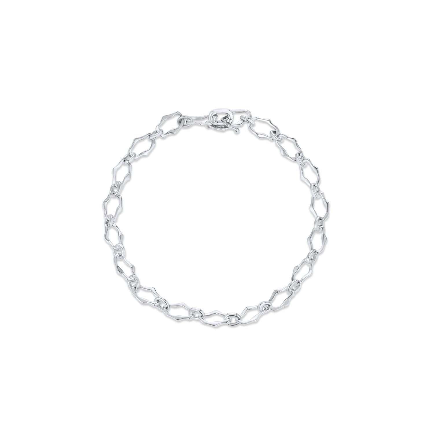 8mm Sculpted Link Gold Bracelet [white gold]