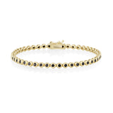 Black Diamond Bezeled Tennis Bracelet [Yellow gold]