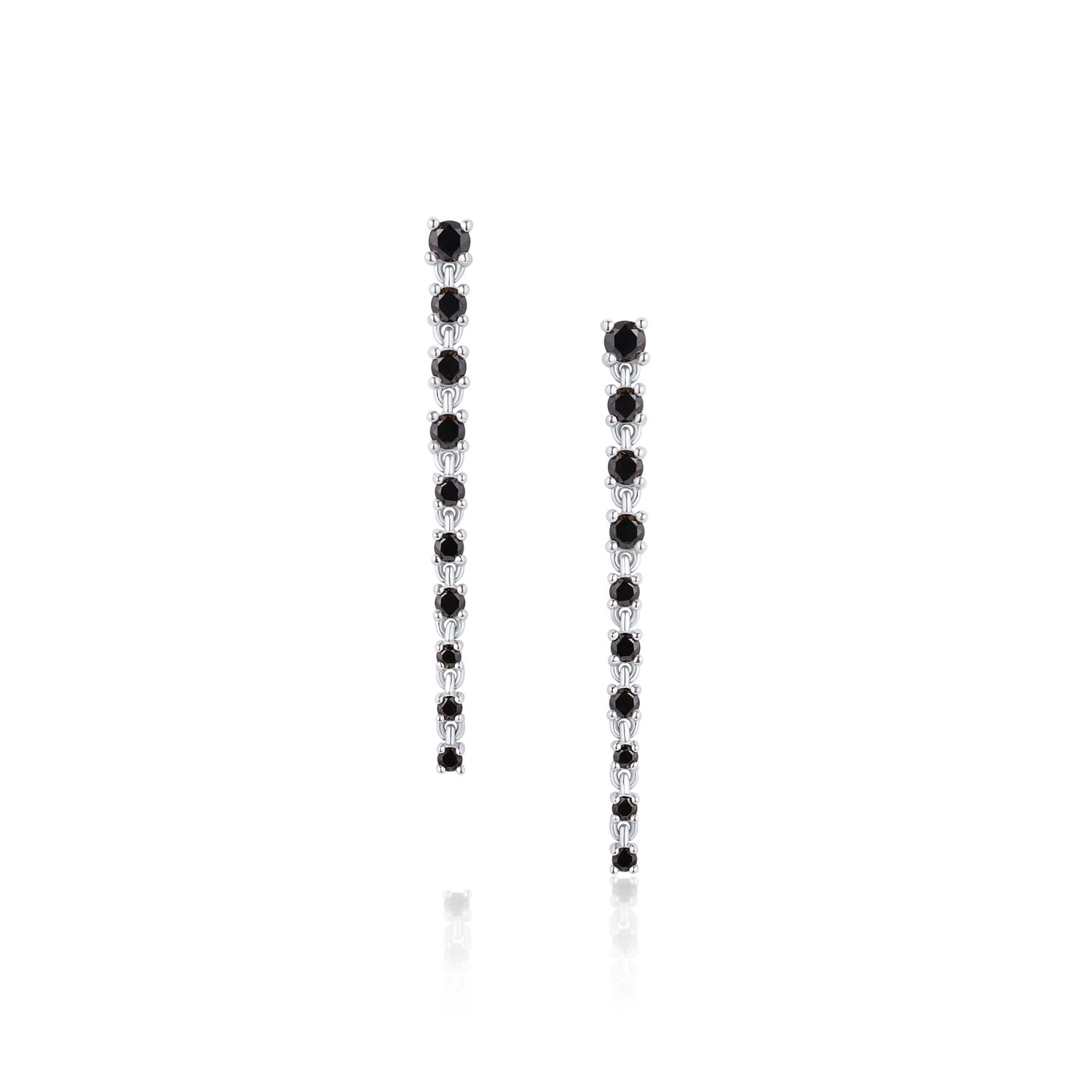 Black Diamond Cascading Earrings [White Gold]