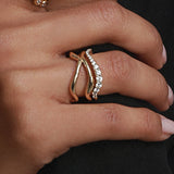 Curved Pavé White Diamond Ring