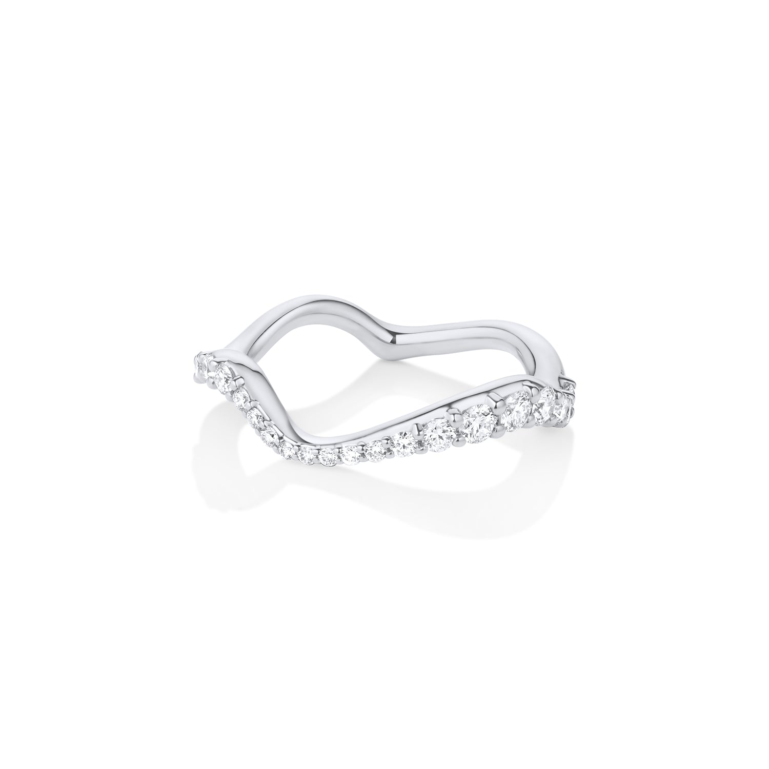 Curved Pavé White Diamond Ring