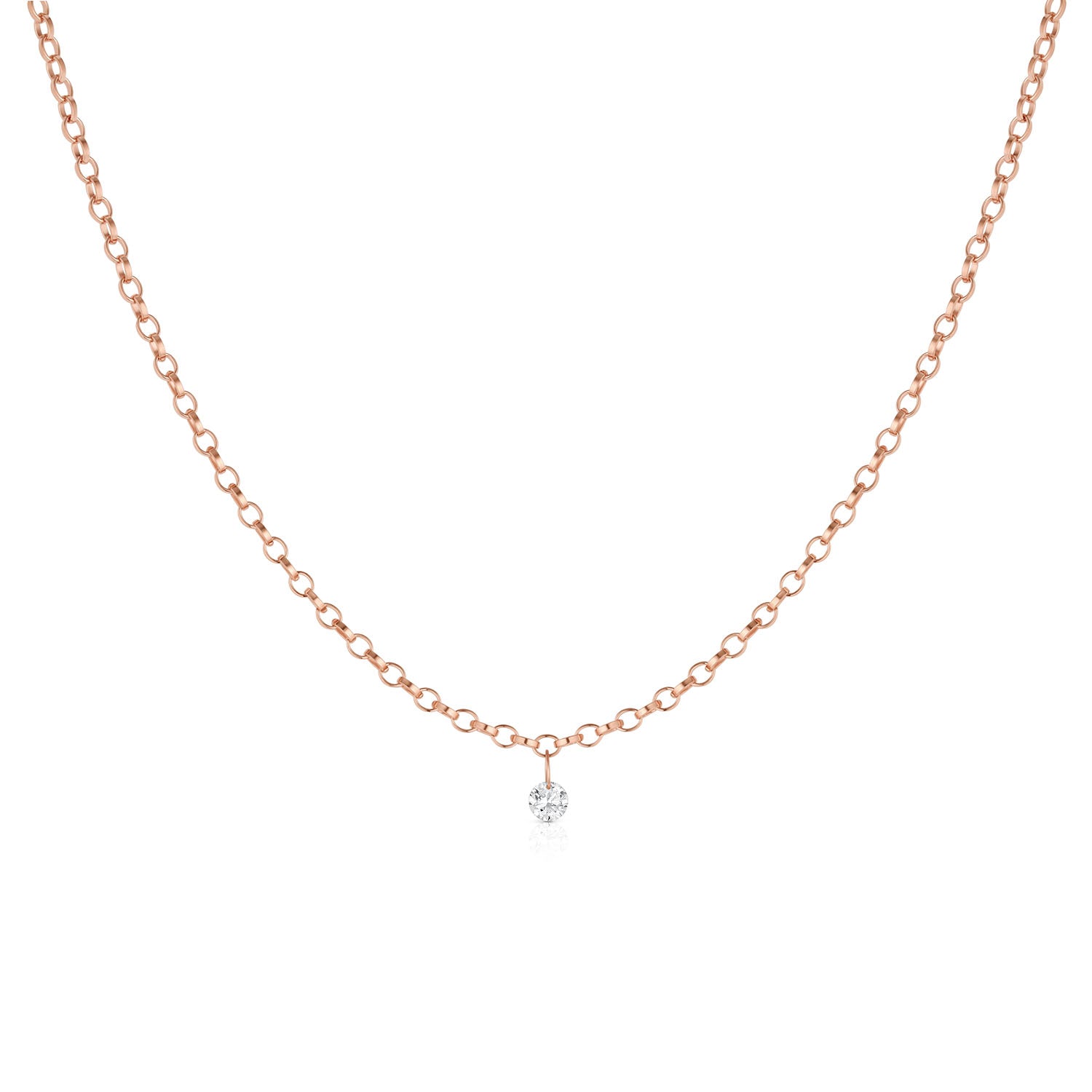 Single Diamond Drop Choker [Rose Gold]