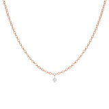 Single Diamond Drop Choker [Rose Gold]