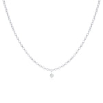 Single Diamond Drop Choker [White Gold]