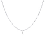 Single Diamond Drop Choker [White Gold]