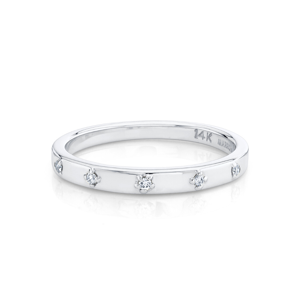 Marrow Fine Jewelry White Diamond Star Set Stacking April Birthstone Ring [White Gold]