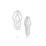 Large White Diamond Sculptural Freeform Earrings [white gold]